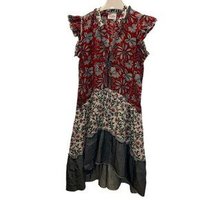 Joey Wolffer Reworked patchwork cotton mixed floral print bohemian dress…